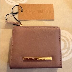Steve Madden Mauve French Bifold Wallet with Gold Accents NWT